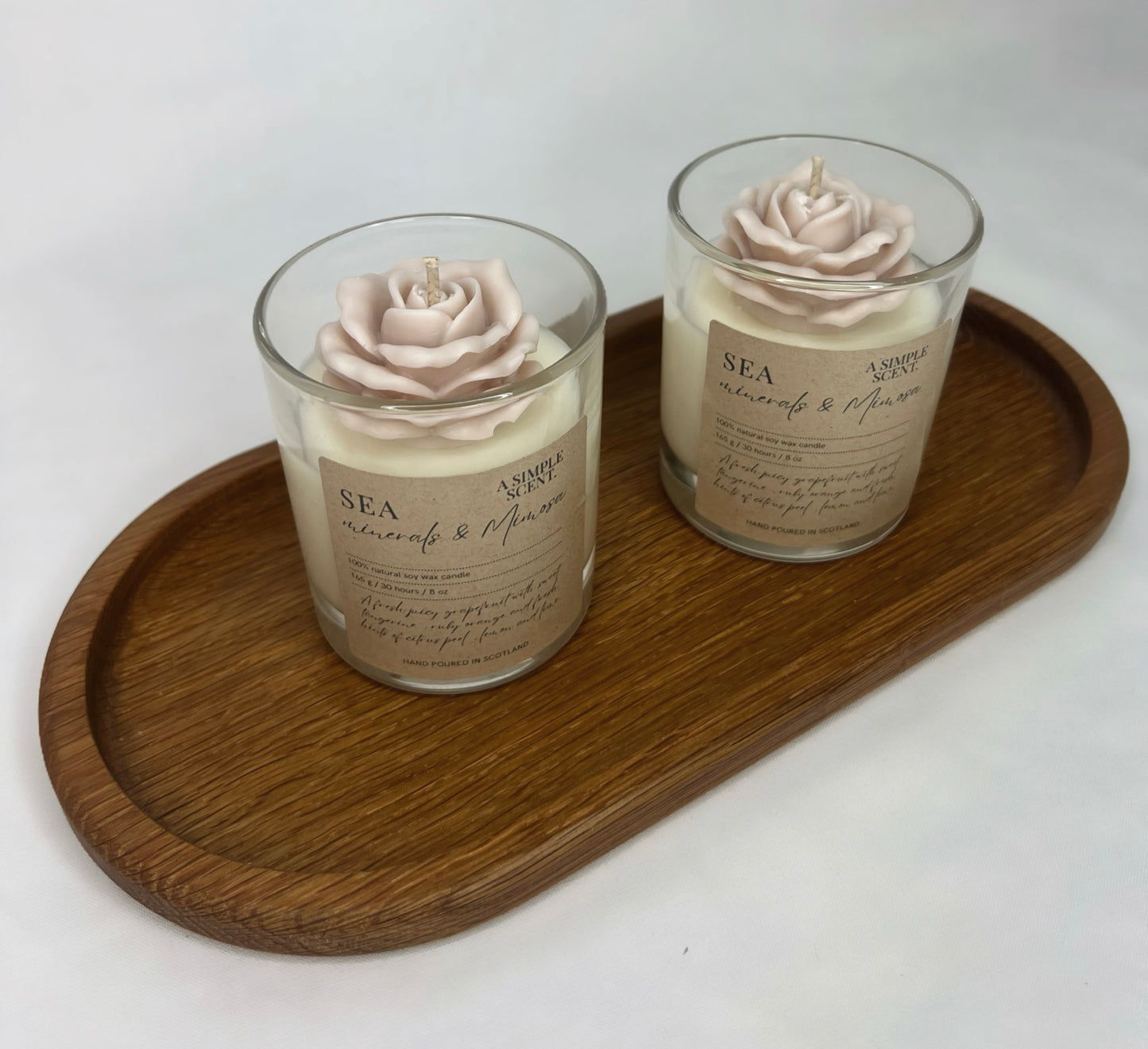 Glass 20cl Candle With Decorative Wax Flower