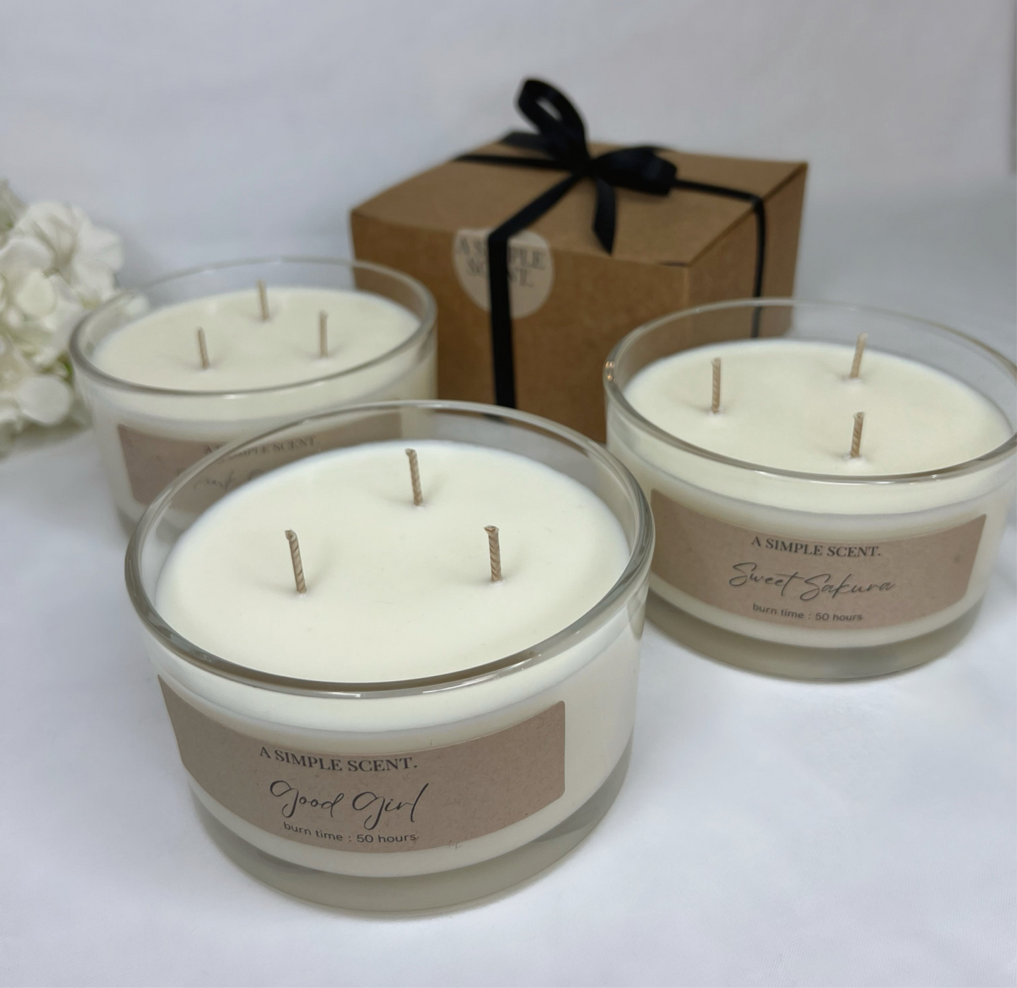 Large 3 Wick Glass Candle 50cl