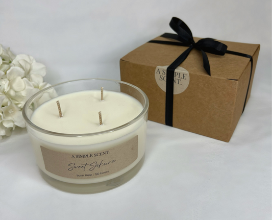 Large 3 Wick Glass Candle 50cl