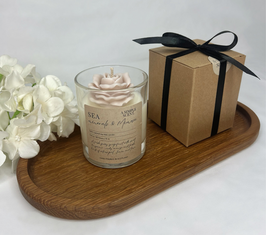 Glass 20cl Candle With Decorative Wax Flower